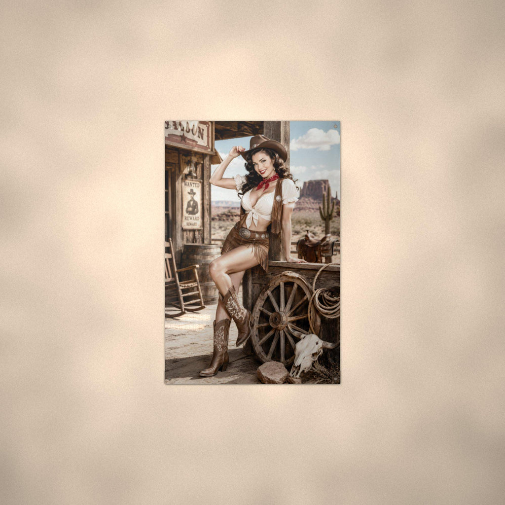 Saloon Cowgirl Aluminum Sign — alternate angle