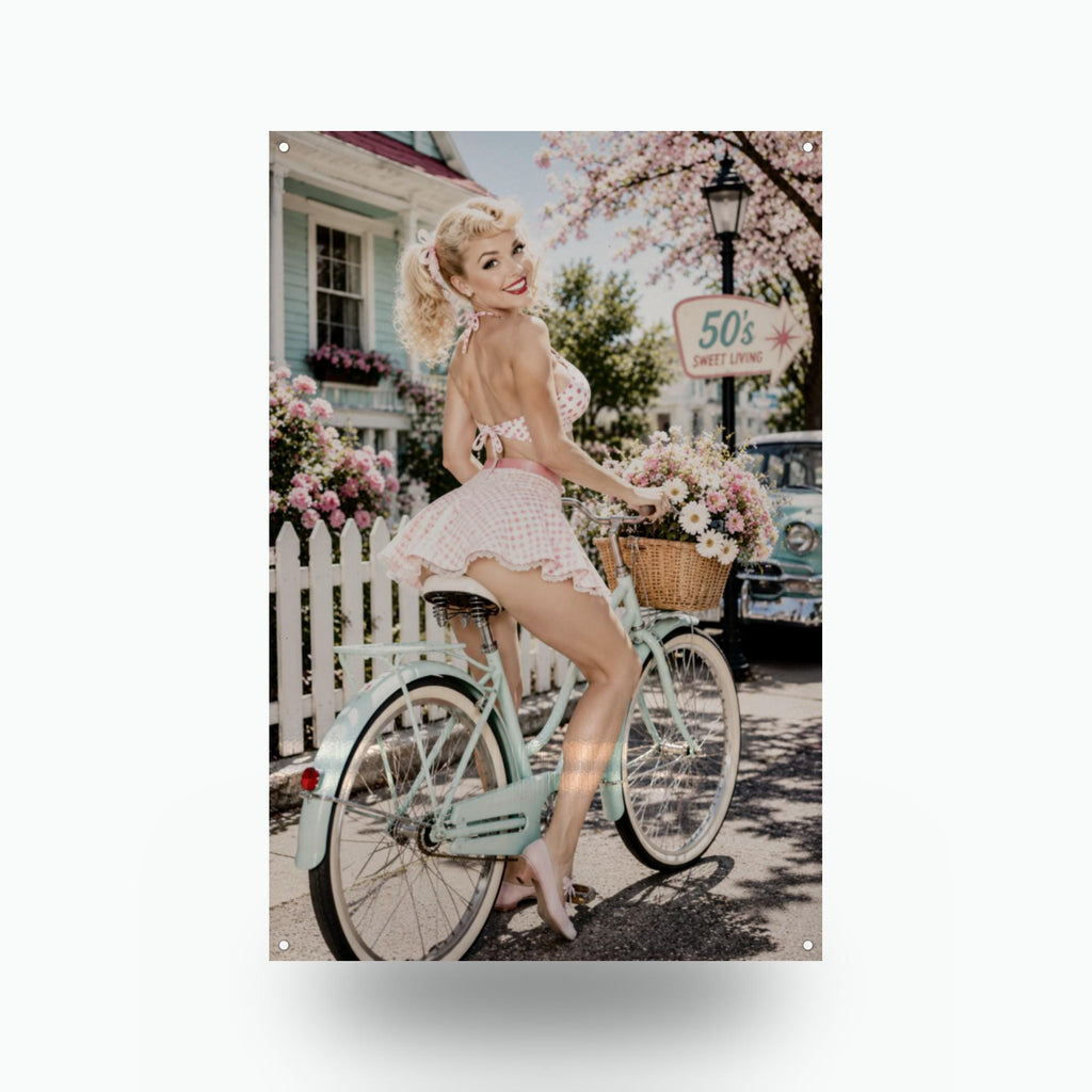 Spring Bicycle Ride Aluminum Sign — front view on white background