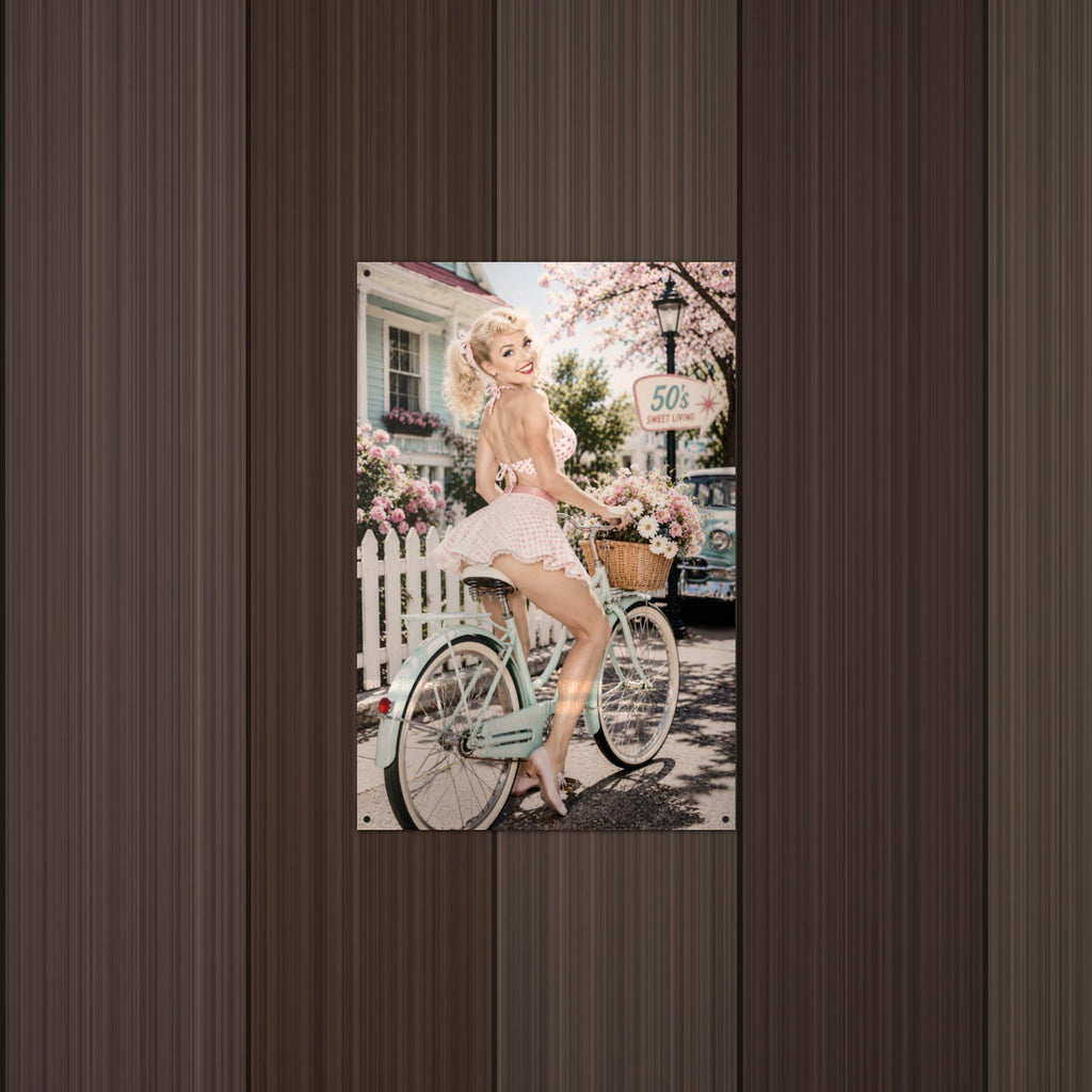 Spring Bicycle Ride Aluminum Sign — detail view