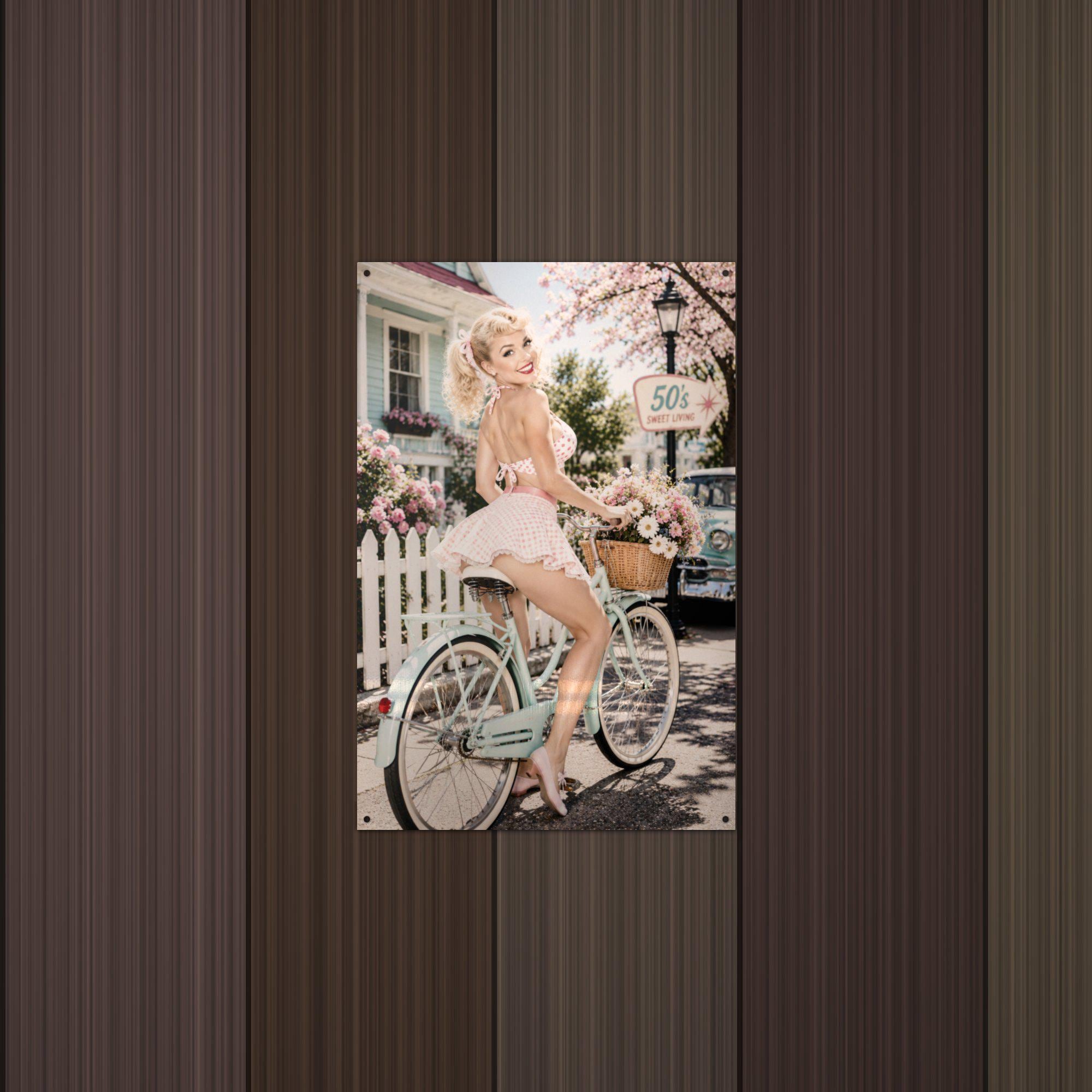 Spring Bicycle Ride Aluminum Sign — detail view