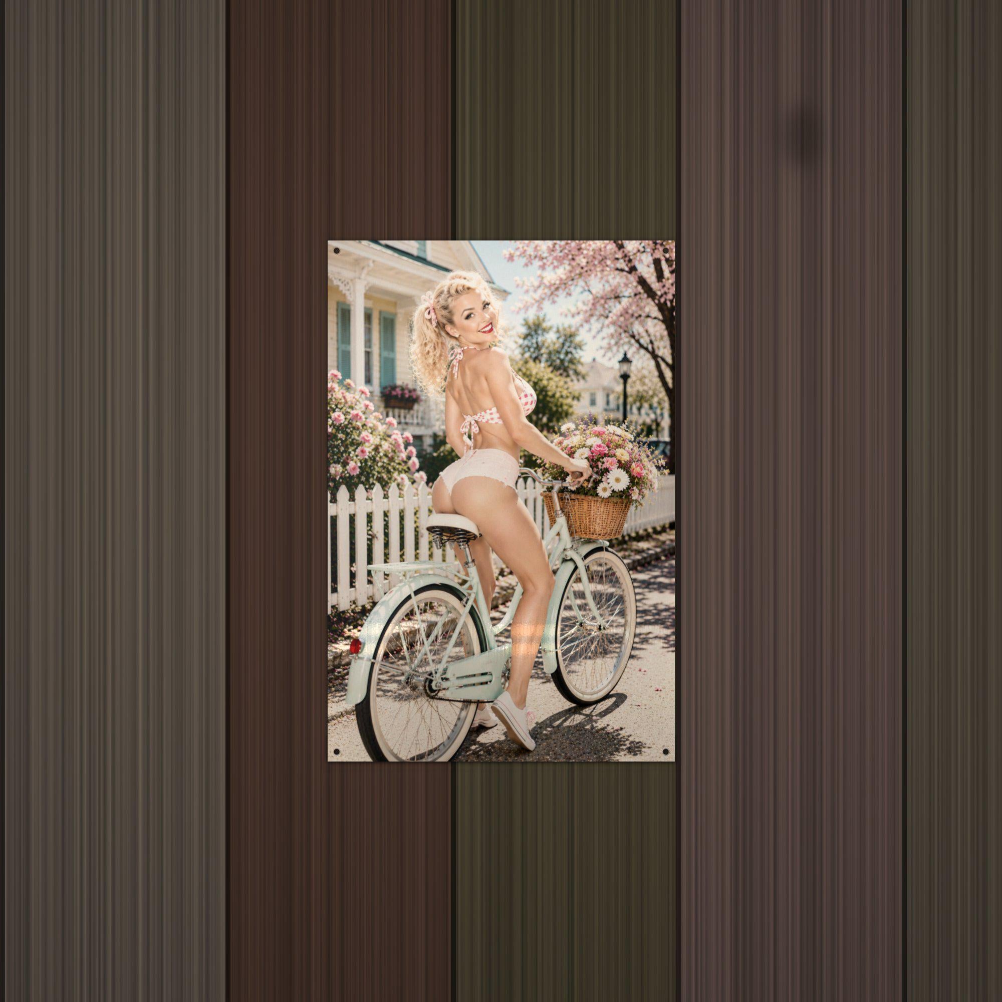 Picket Fence Bicycle Aluminum Sign — detail view