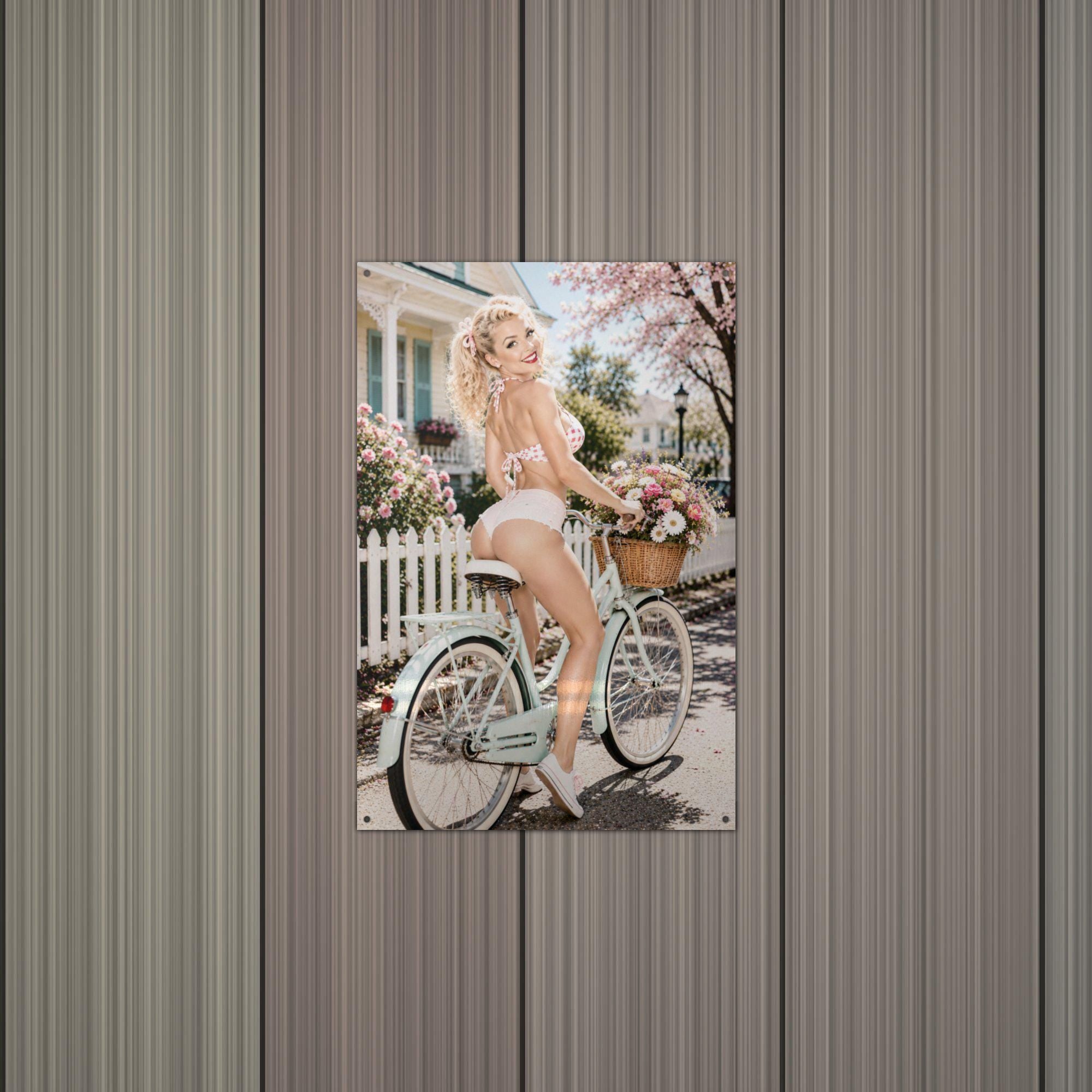 Picket Fence Bicycle Aluminum Sign — alternate angle