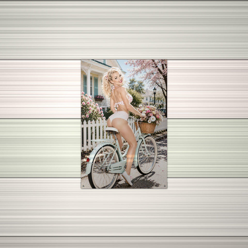 Picket Fence Bicycle Aluminum Sign — alternate angle