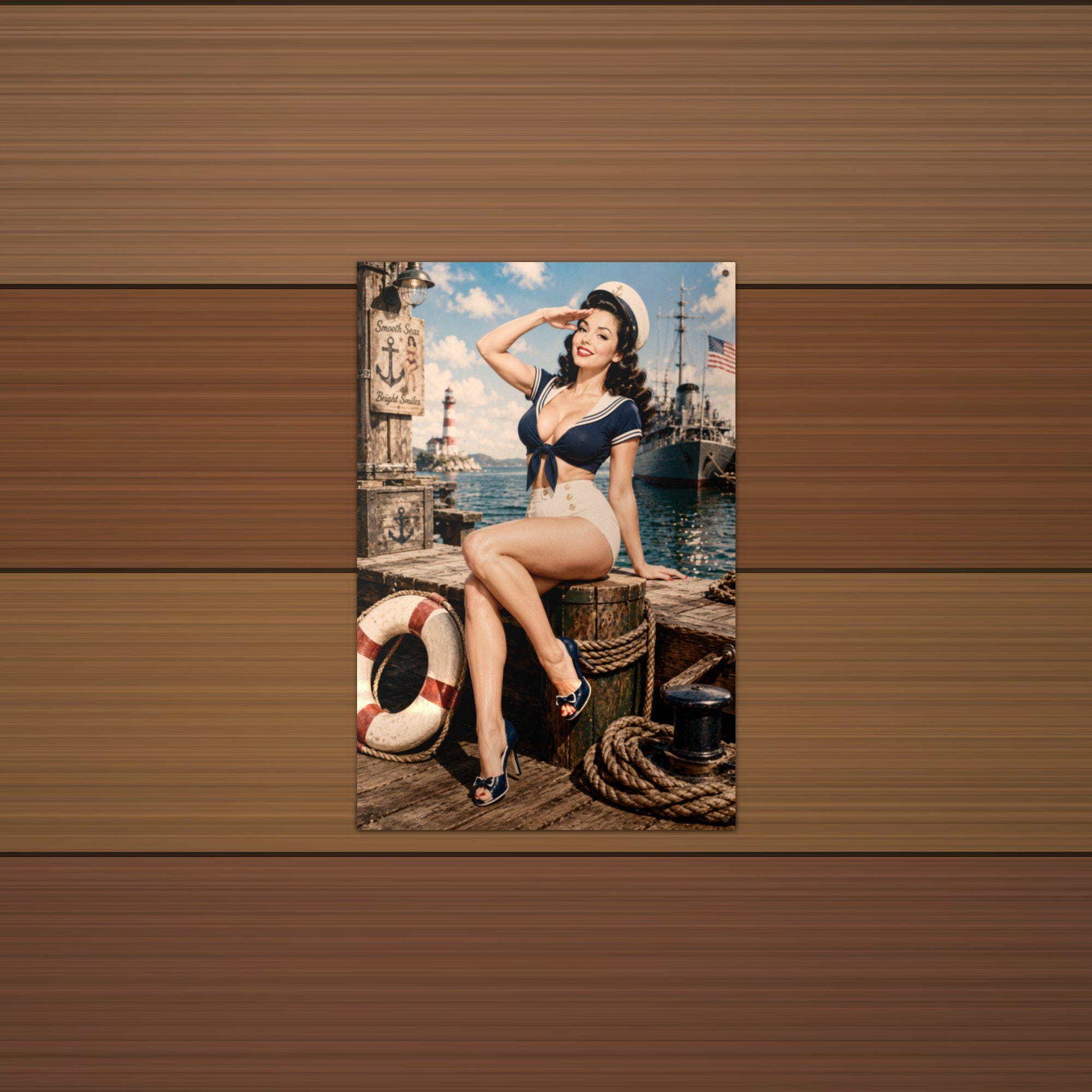 Sailor Girl Dock Aluminum Sign — lifestyle setting