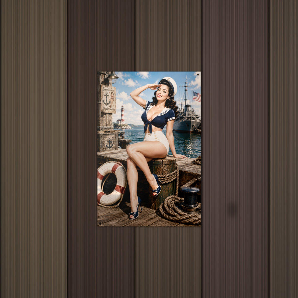 Sailor Girl Dock Aluminum Sign — detail view