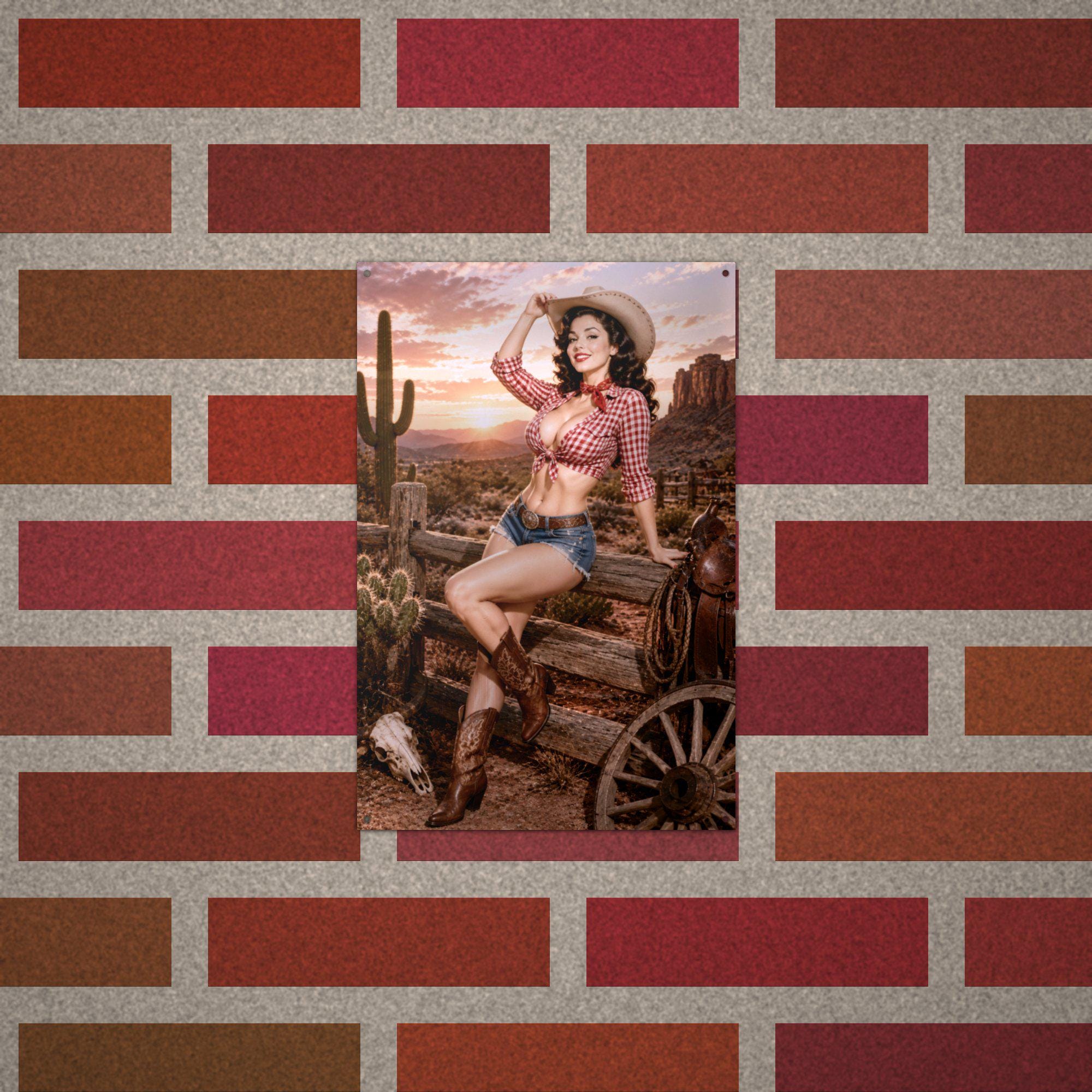 Desert Cactus Cowgirl Aluminum Sign — alternate angle