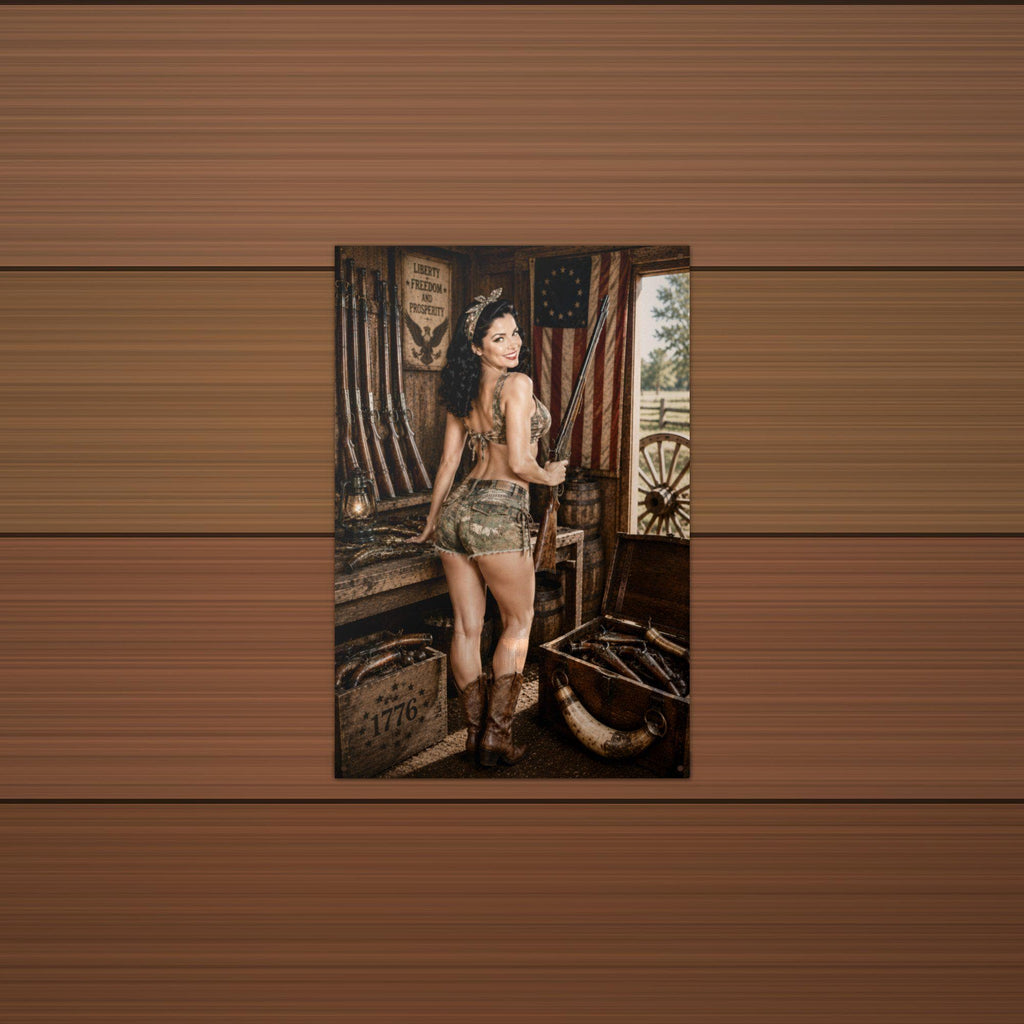 Armory Girl Aluminum Sign — lifestyle setting
