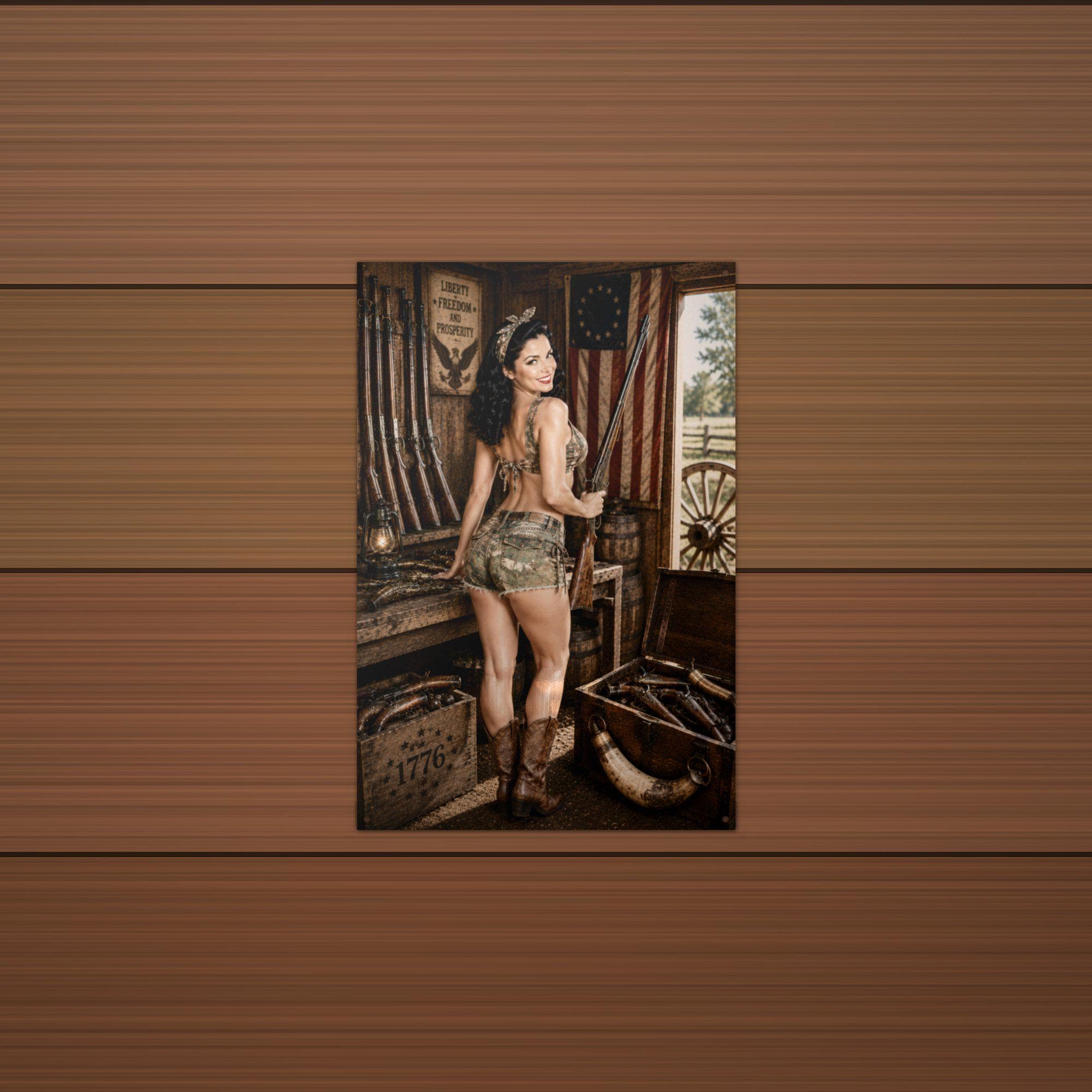Armory Girl Aluminum Sign — lifestyle setting