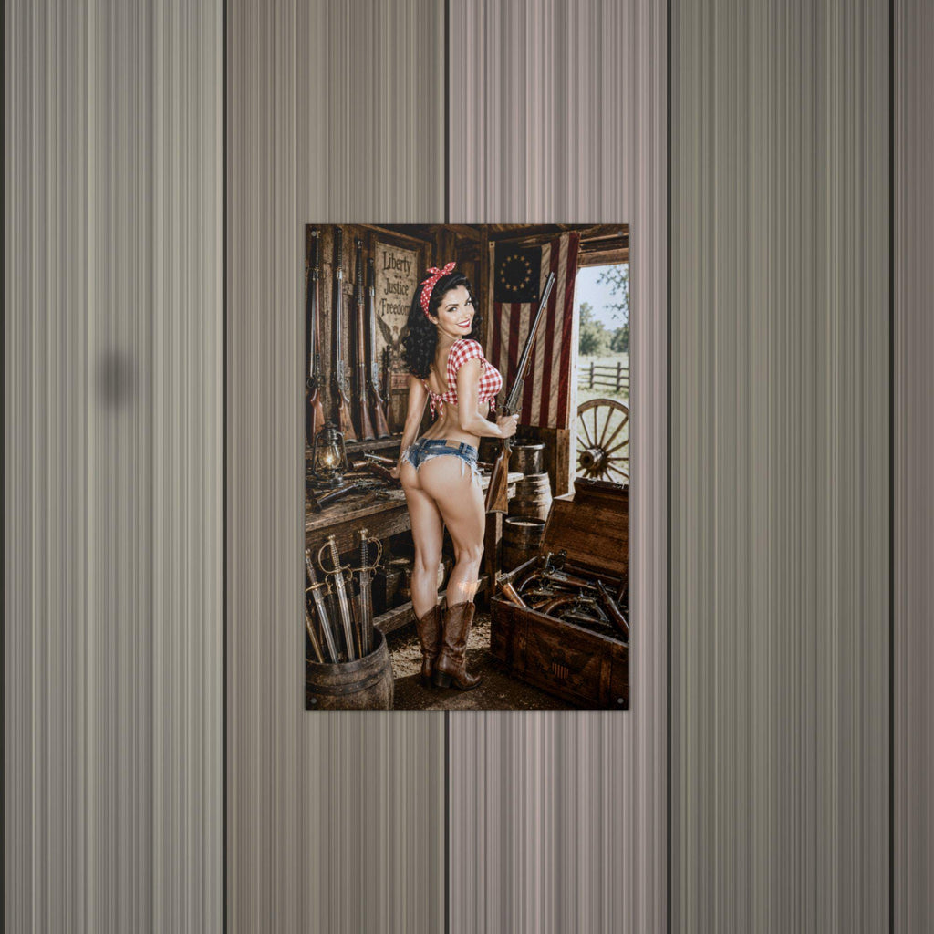 Gun Room Pinup Girl Metal Wall Art Aluminum Sign — alternate angle