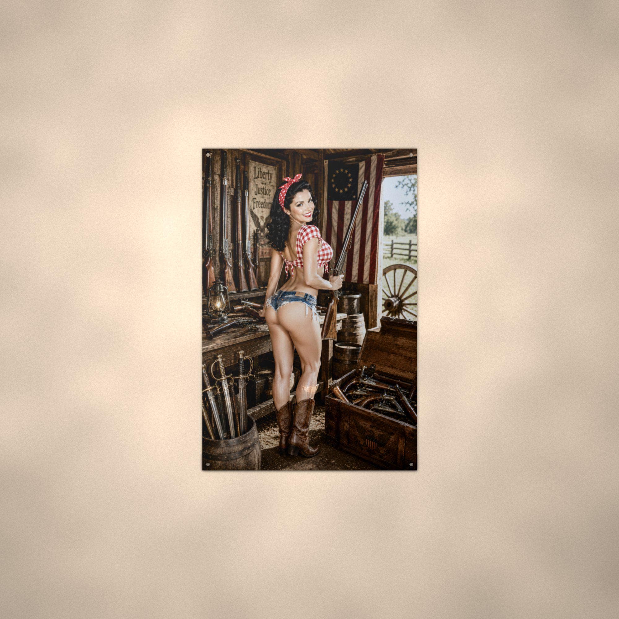 Gun Room Pinup Girl Metal Wall Art Aluminum Sign — alternate angle