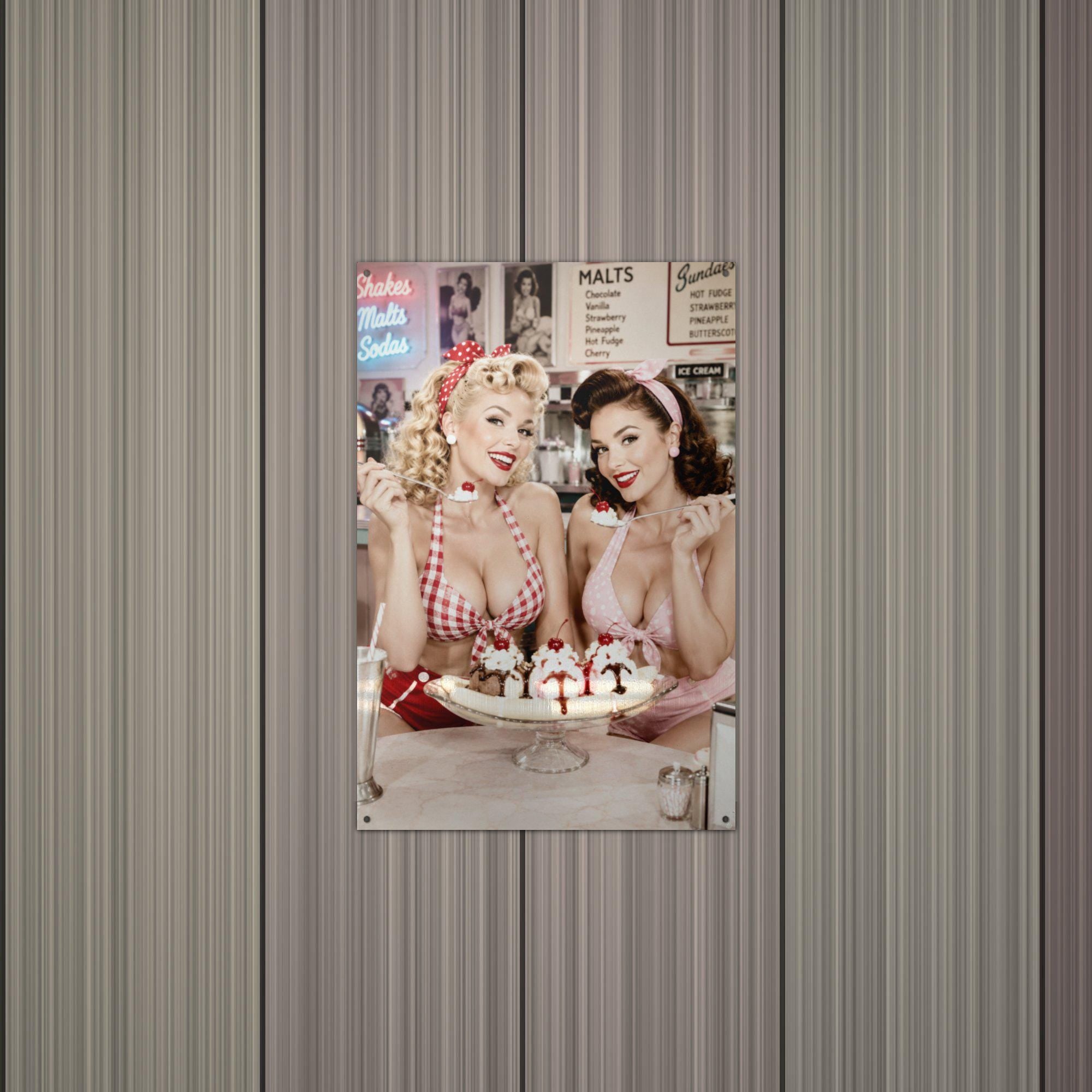 Ice Cream Sundae Girls Aluminum Sign — alternate angle