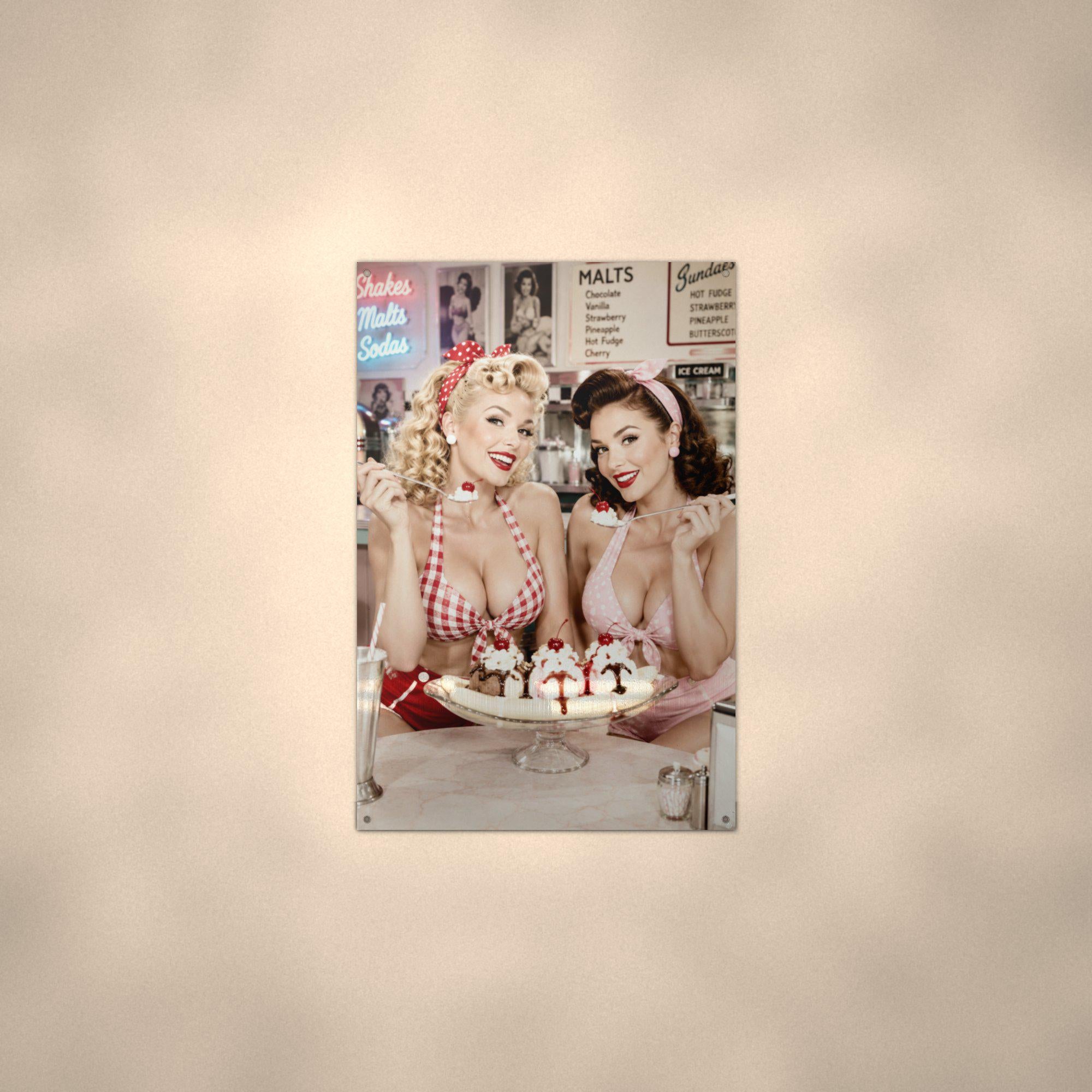 Ice Cream Sundae Girls Aluminum Sign — alternate angle