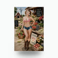 Farm Stand Girl Aluminum Sign — front view on white background