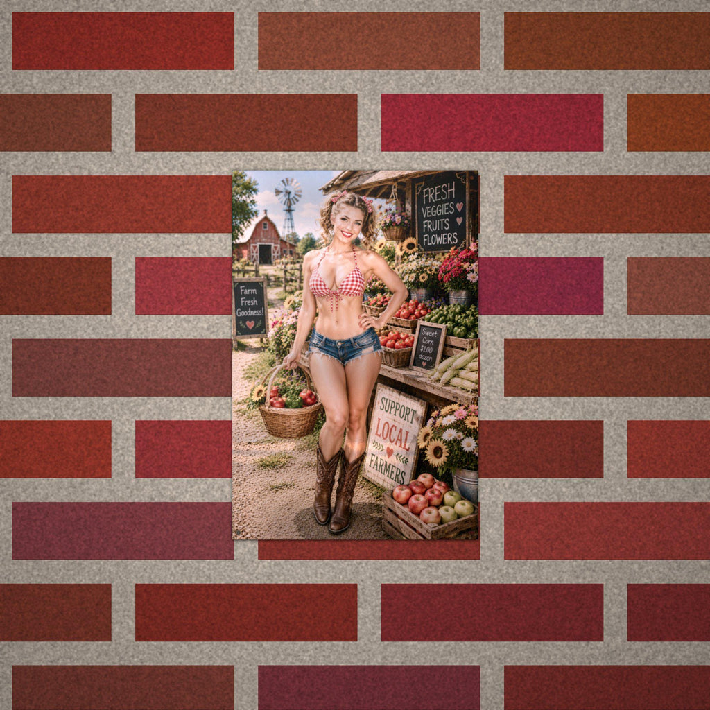 Farm Stand Girl Aluminum Sign — alternate angle