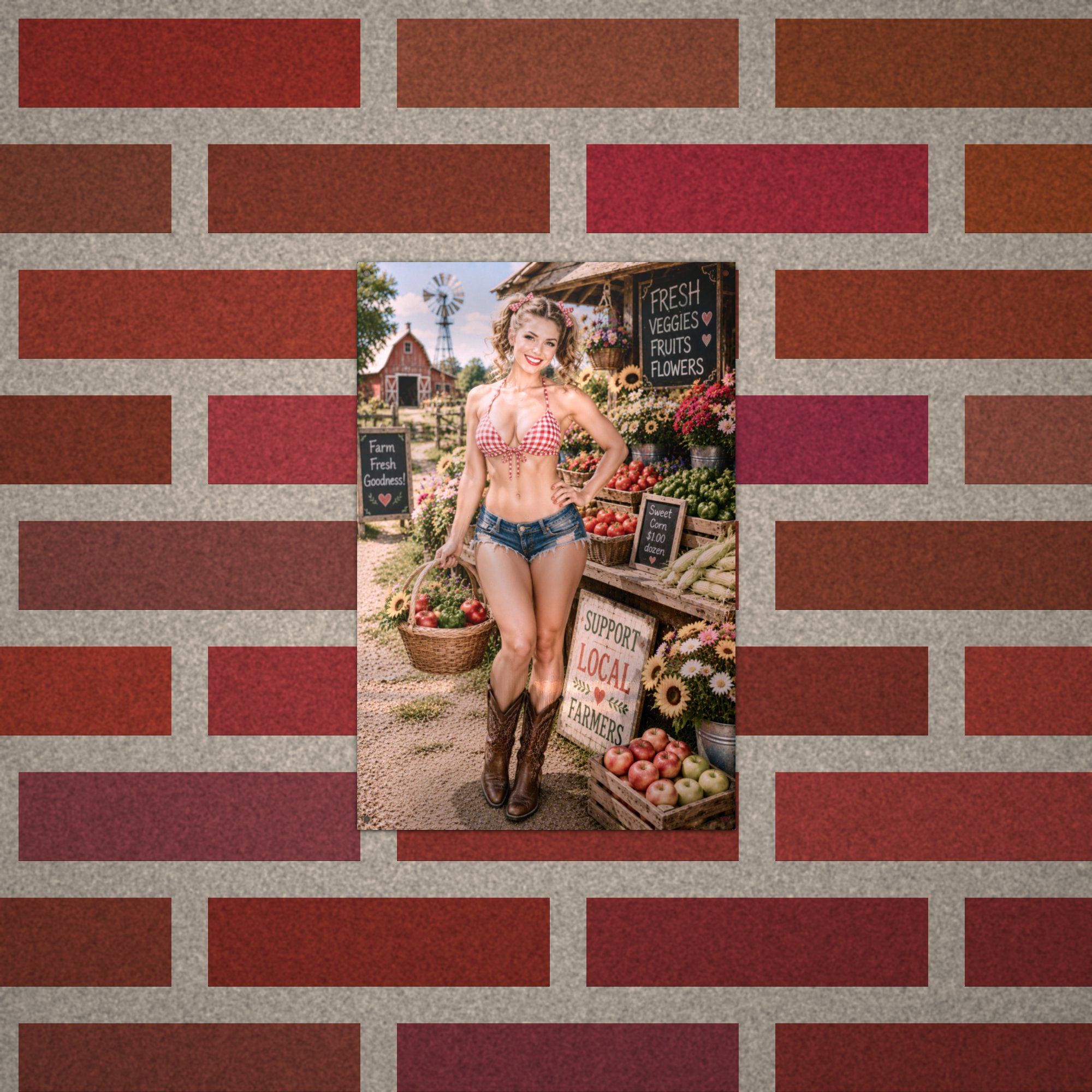 Farm Stand Girl Aluminum Sign — alternate angle