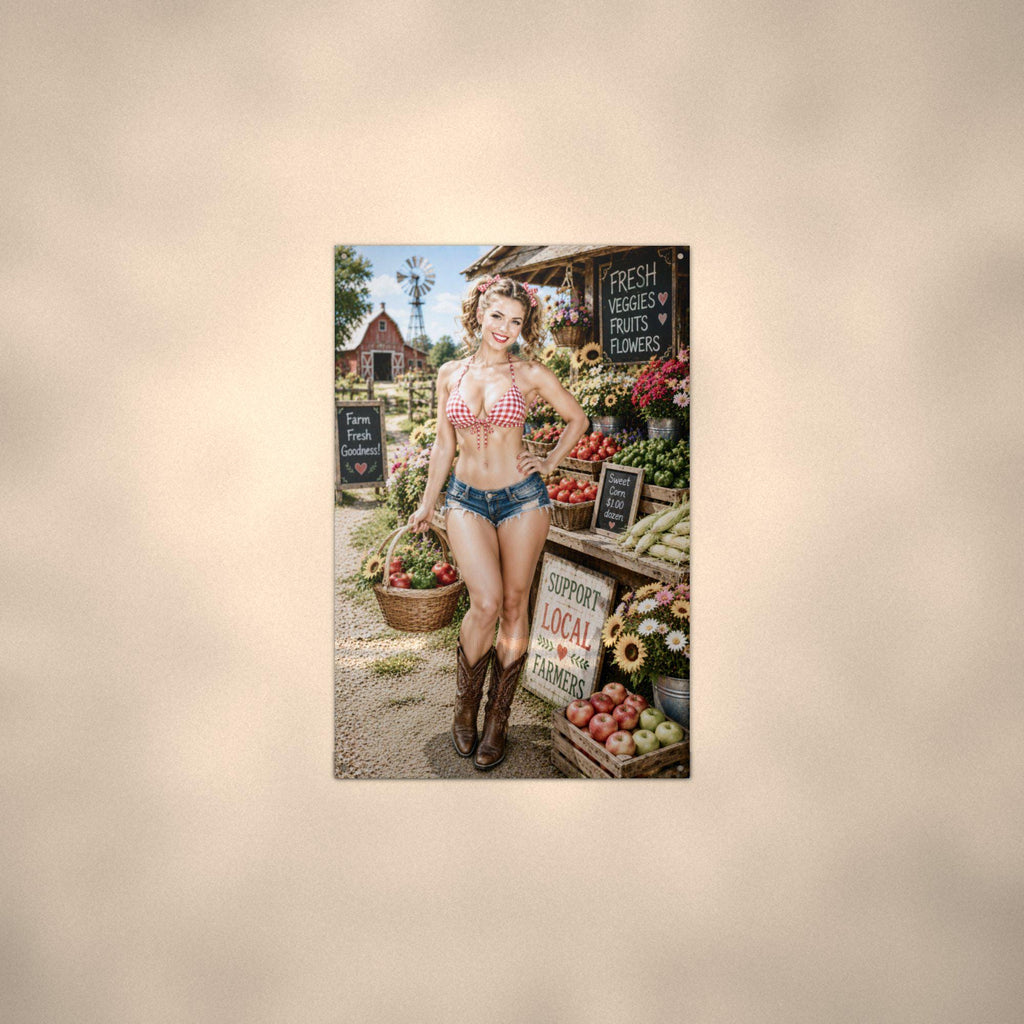 Farm Stand Girl Aluminum Sign — alternate angle