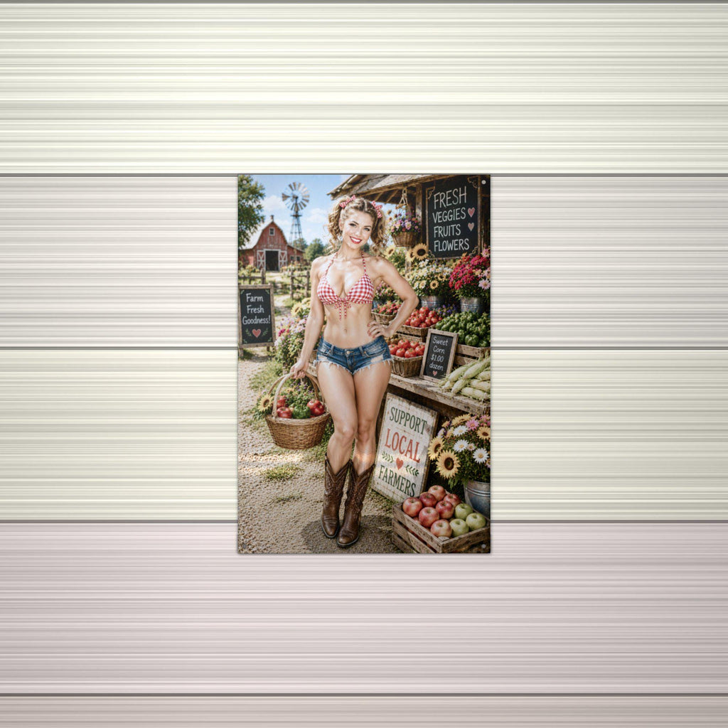 Farm Stand Girl Aluminum Sign — alternate angle