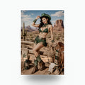 Desert Rose Cowgirl Aluminum Sign — front view on white background