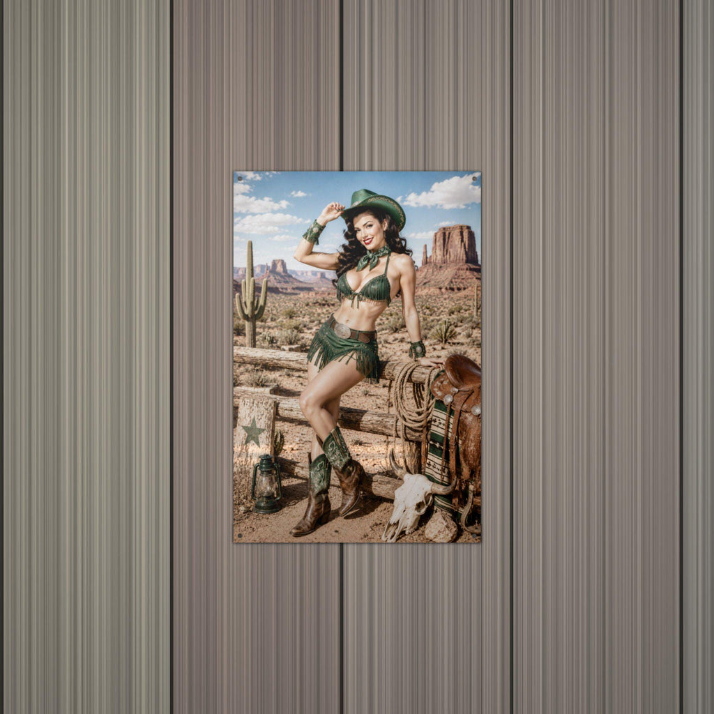 Desert Rose Cowgirl Aluminum Sign — alternate angle