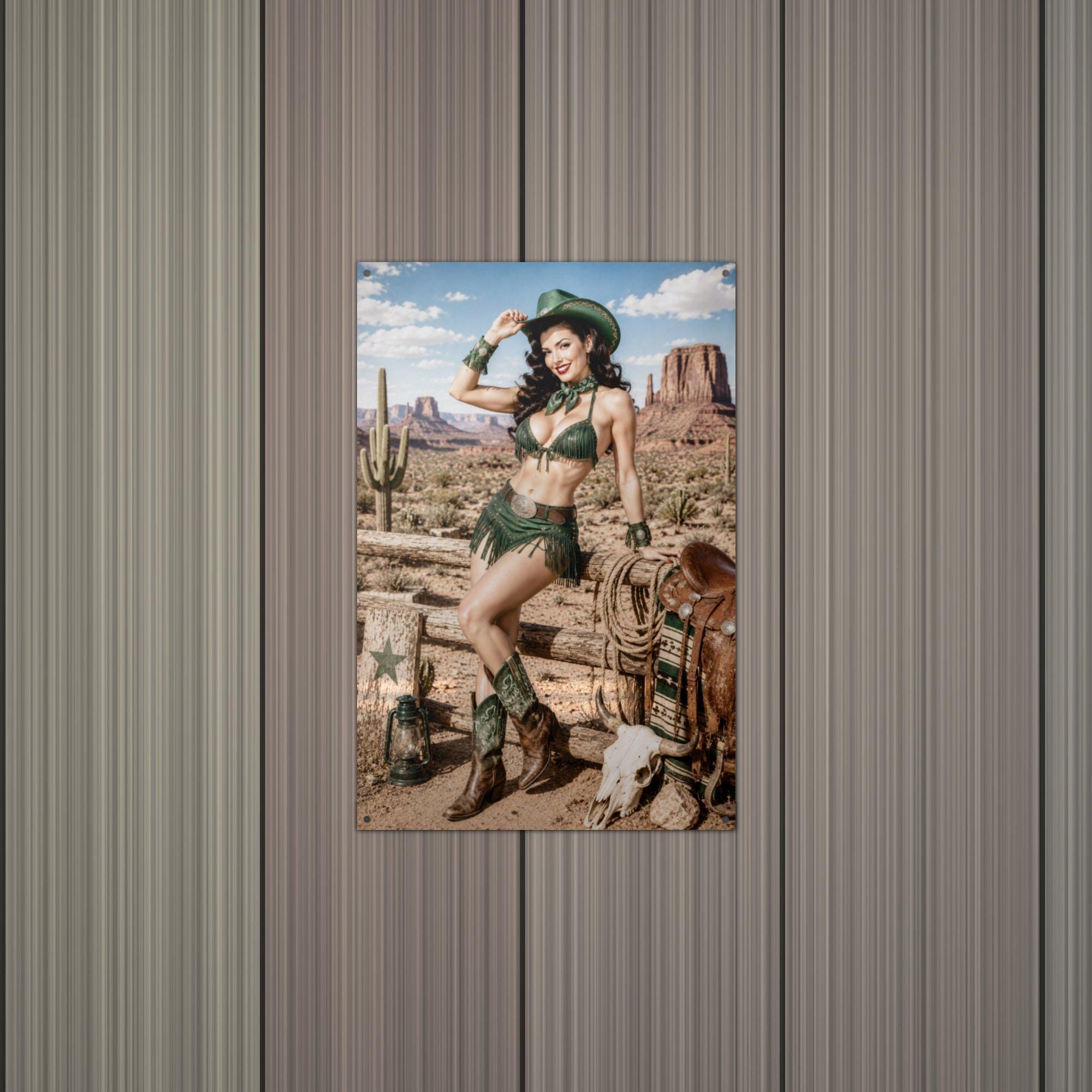 Desert Rose Cowgirl Aluminum Sign — alternate angle