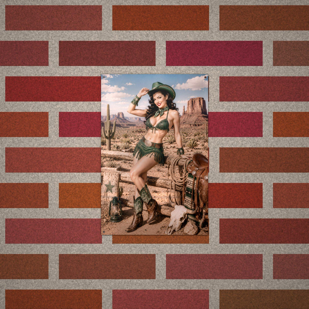 Desert Rose Cowgirl Aluminum Sign — alternate angle