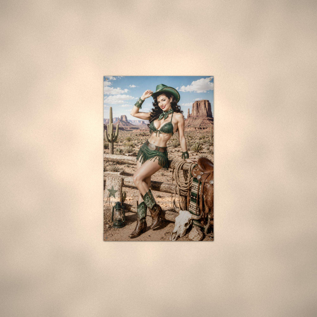 Desert Rose Cowgirl Aluminum Sign — alternate angle