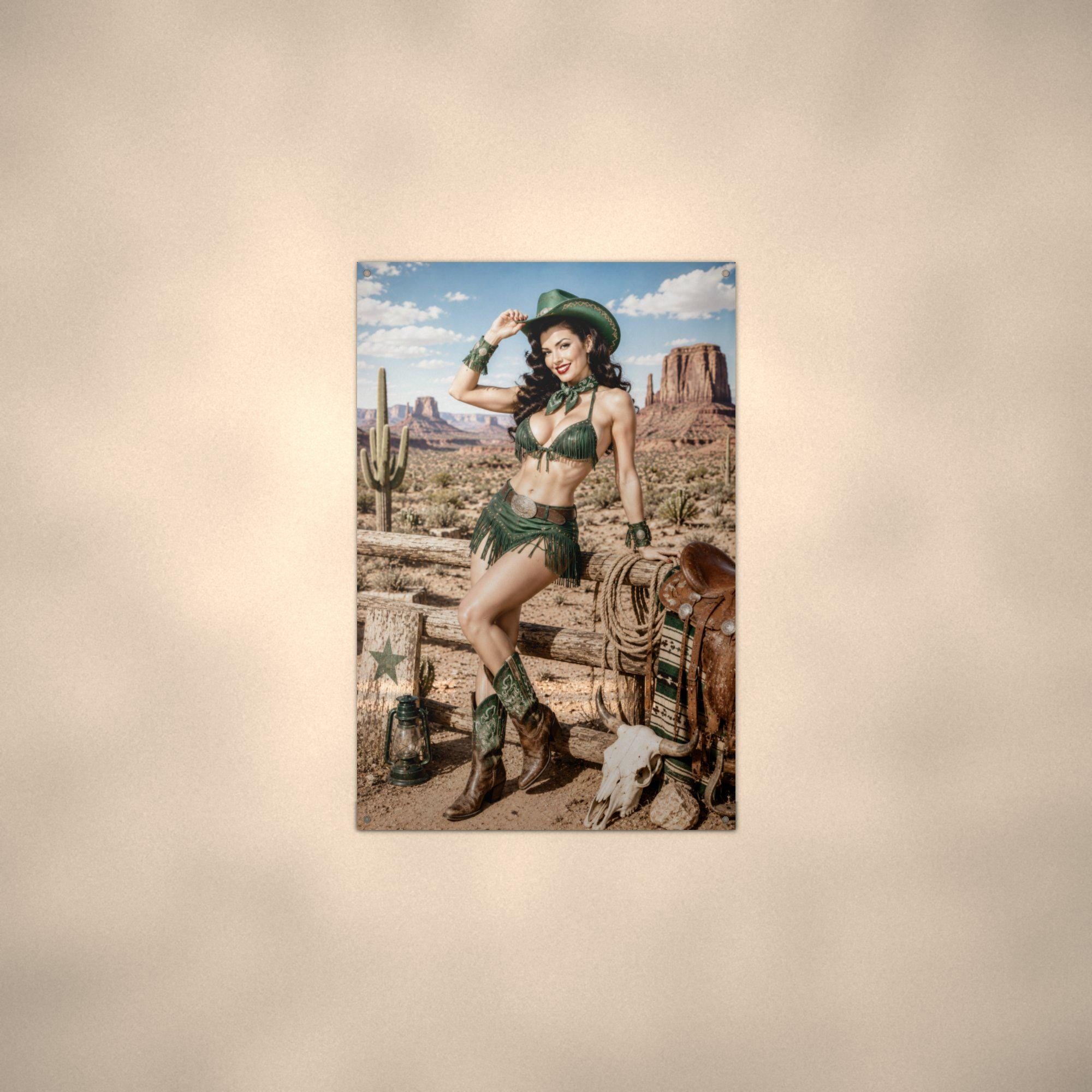 Desert Rose Cowgirl Aluminum Sign — alternate angle