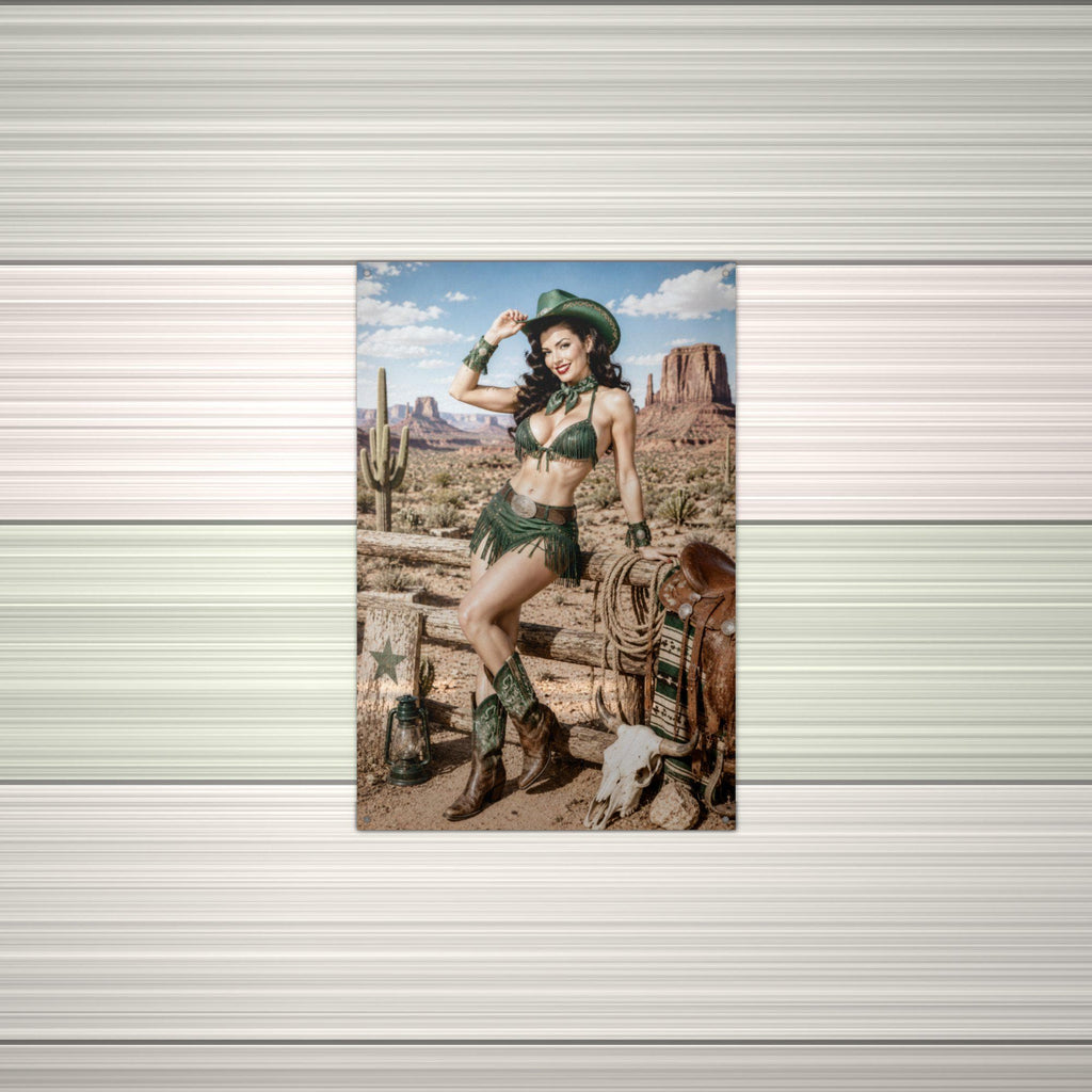 Desert Rose Cowgirl Aluminum Sign — alternate angle