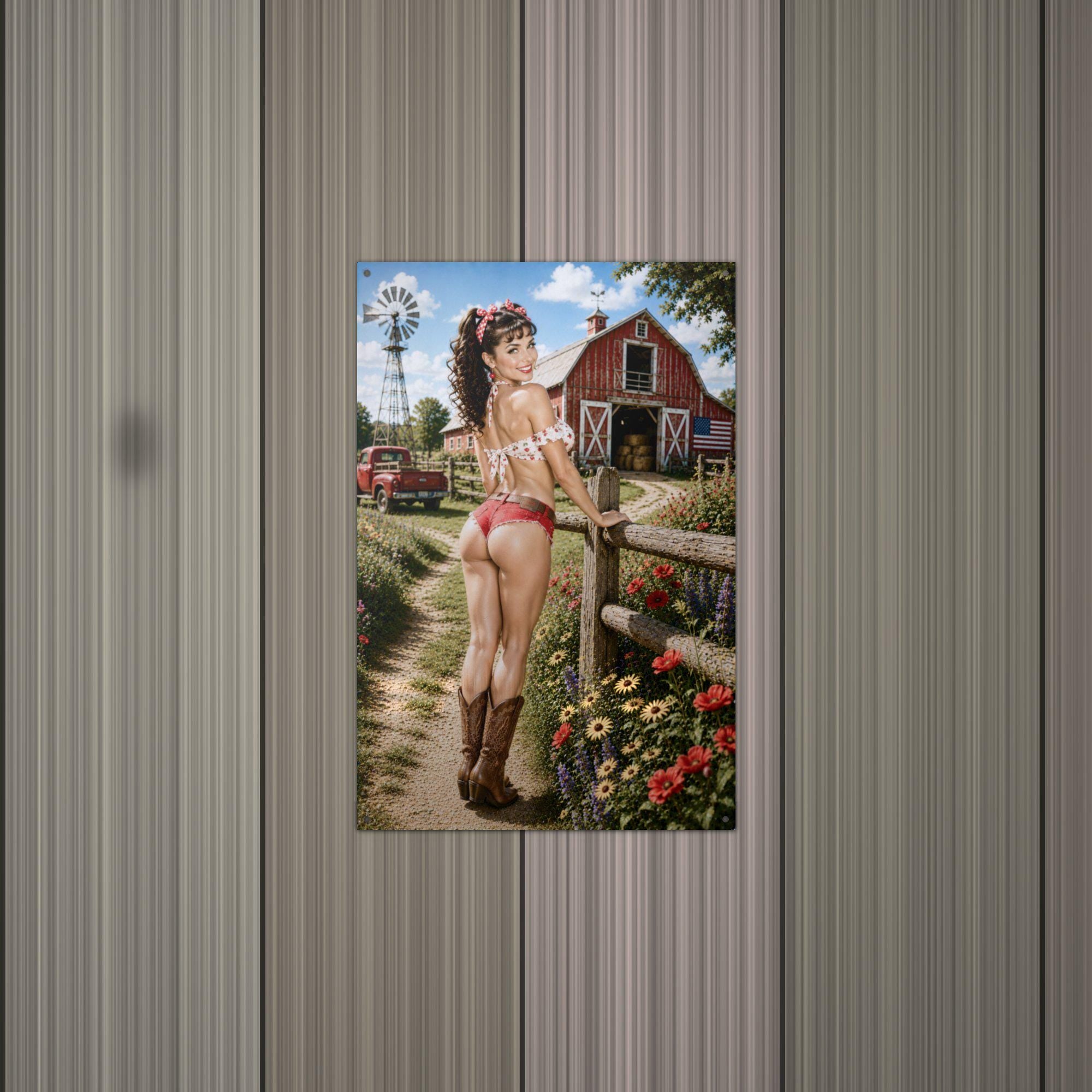 Windmill Barn Girl Aluminum Sign — alternate angle