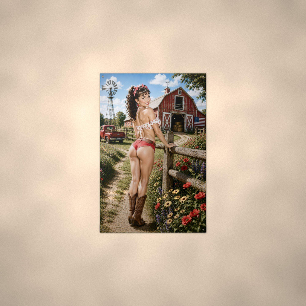 Windmill Barn Girl Aluminum Sign — alternate angle