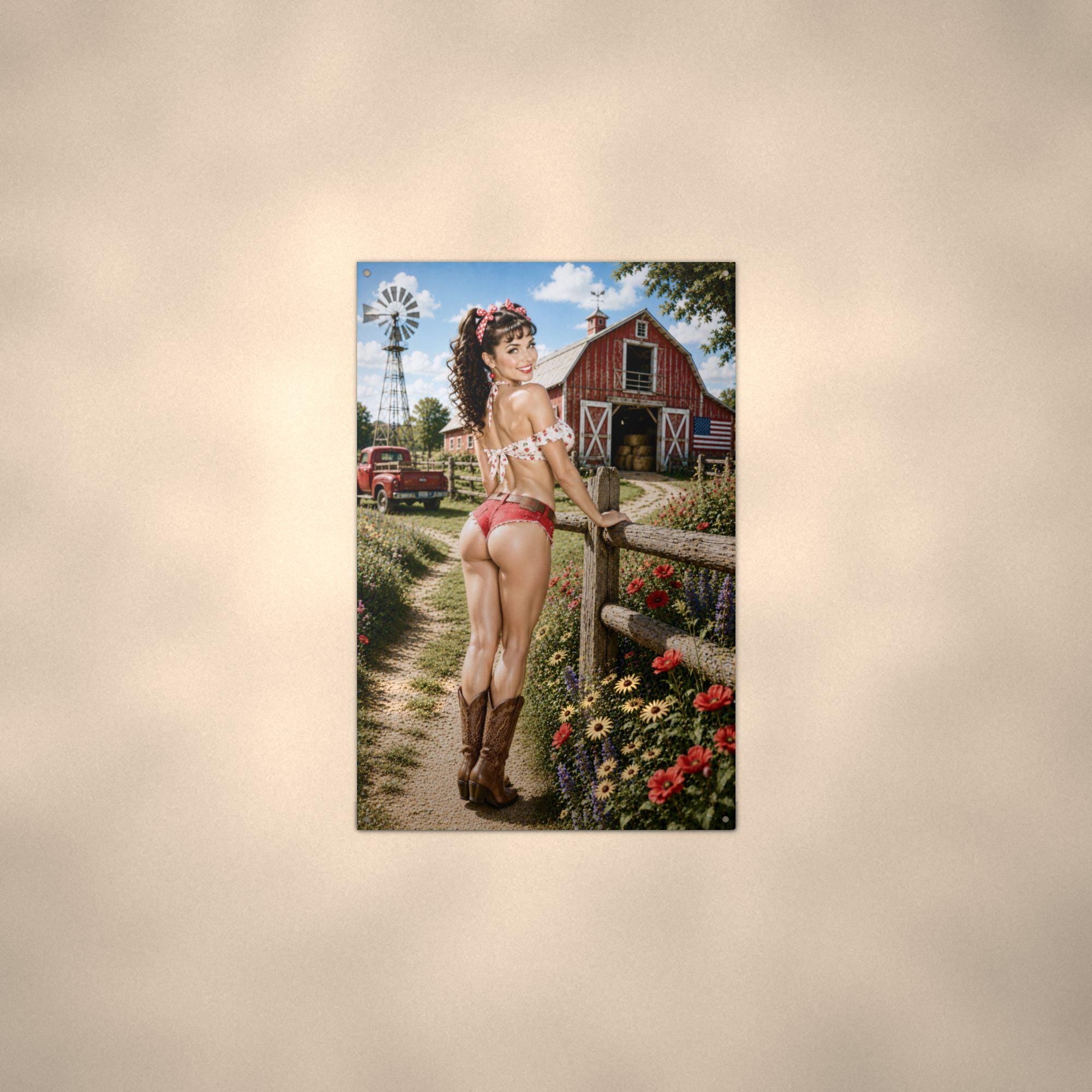 Windmill Barn Girl Aluminum Sign — alternate angle