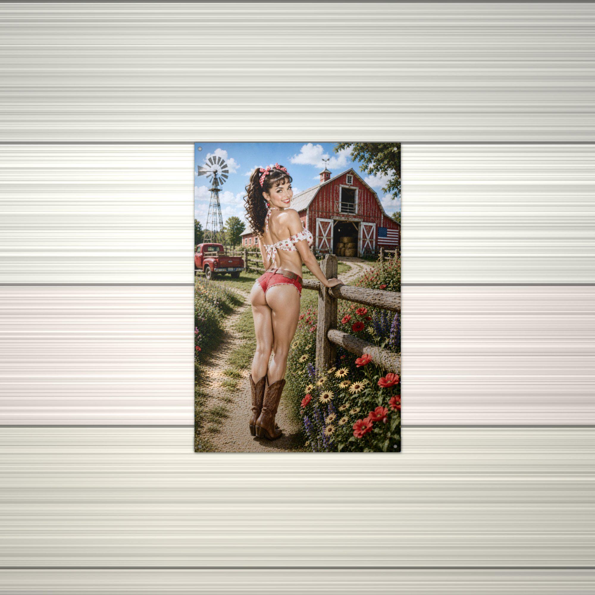 Windmill Barn Girl Aluminum Sign — alternate angle