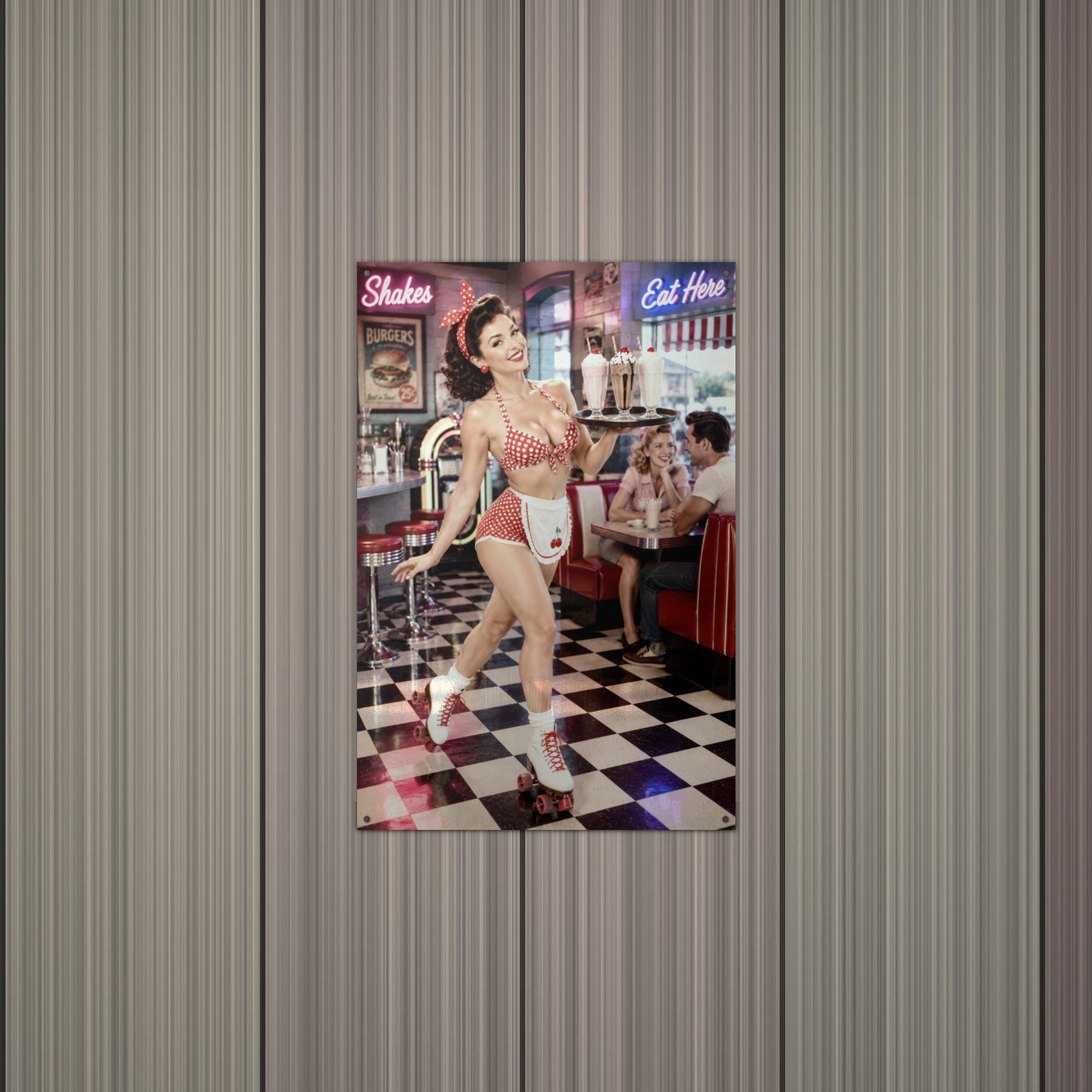 Diner Waitress Aluminum Sign — alternate angle