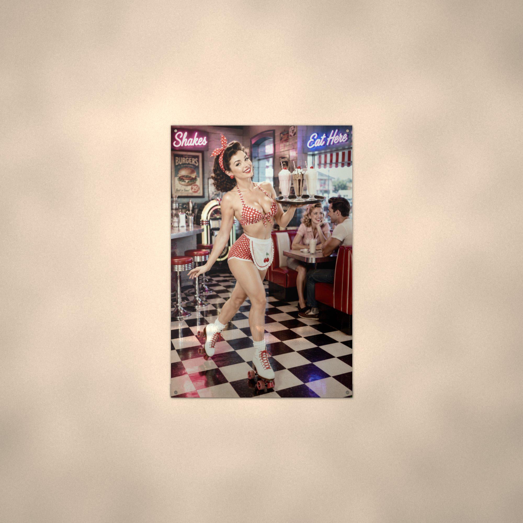 Diner Waitress Aluminum Sign — alternate angle