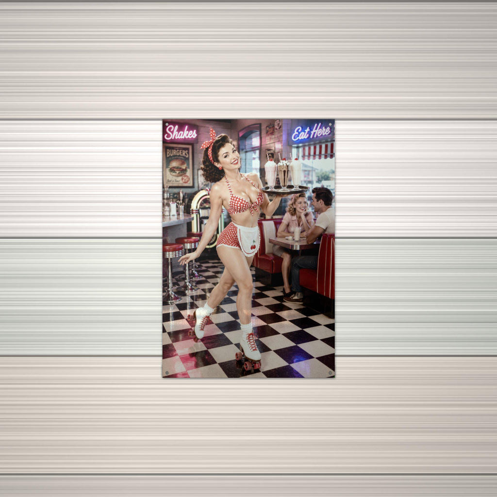 Diner Waitress Aluminum Sign — alternate angle