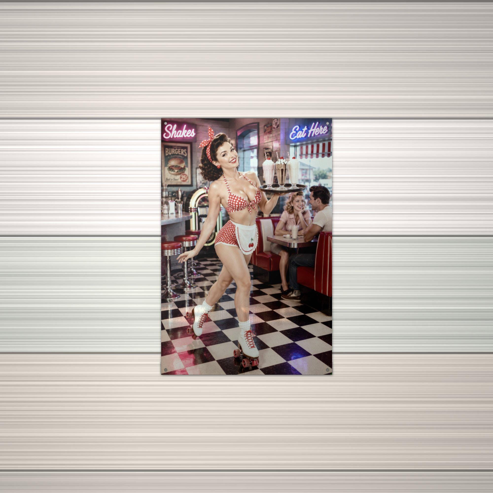 Diner Waitress Aluminum Sign — alternate angle