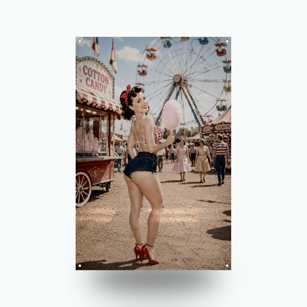 Carnival Cotton Candy Aluminum Sign — front view on white background
