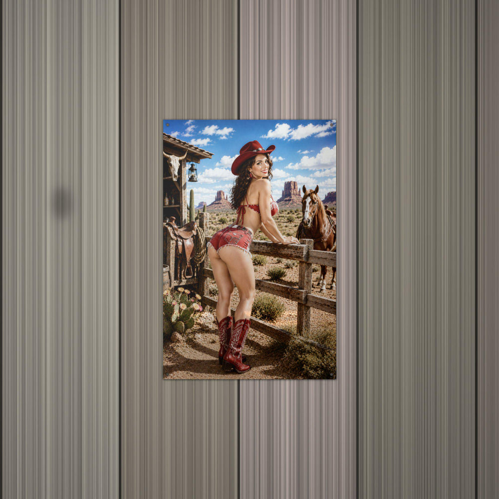 Ranch Horses Cowgirl Metal Wall Art Aluminum Sign — alternate angle