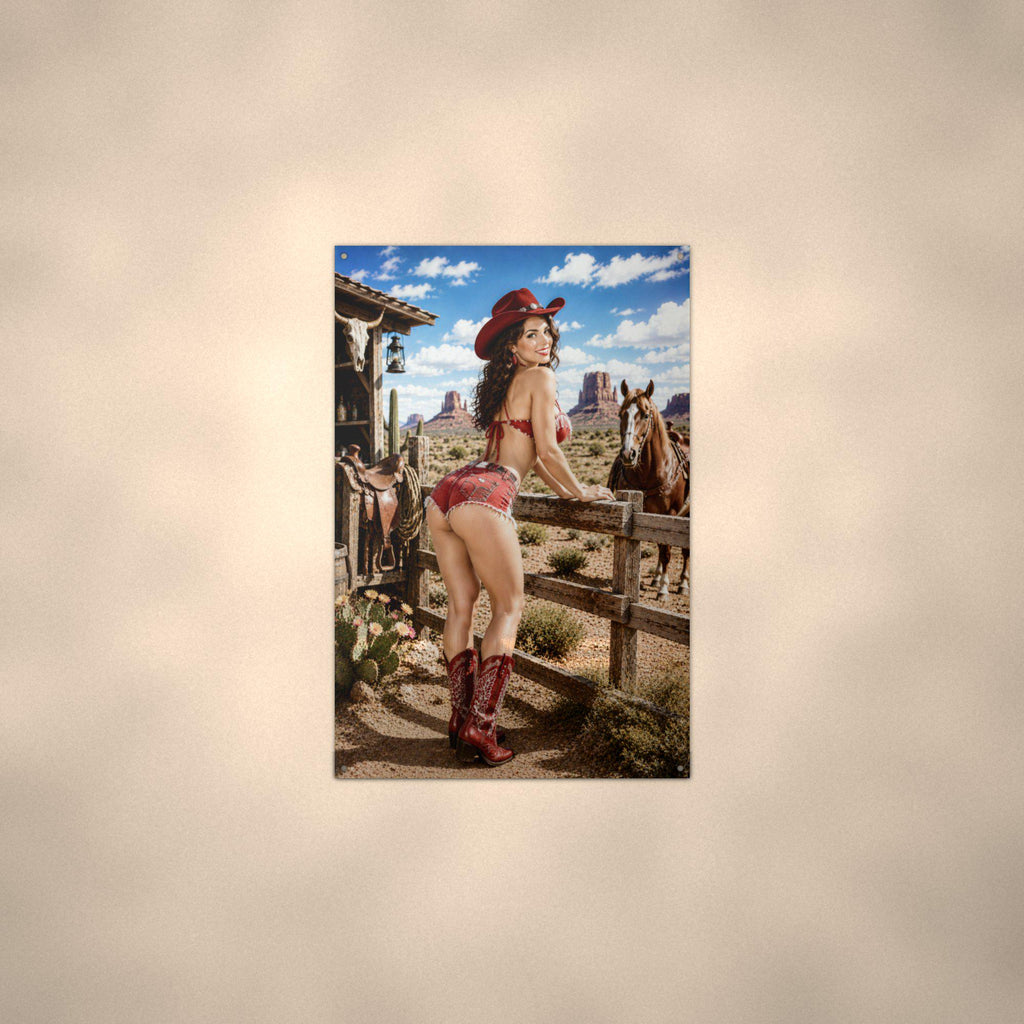 Ranch Horses Cowgirl Metal Wall Art Aluminum Sign — alternate angle