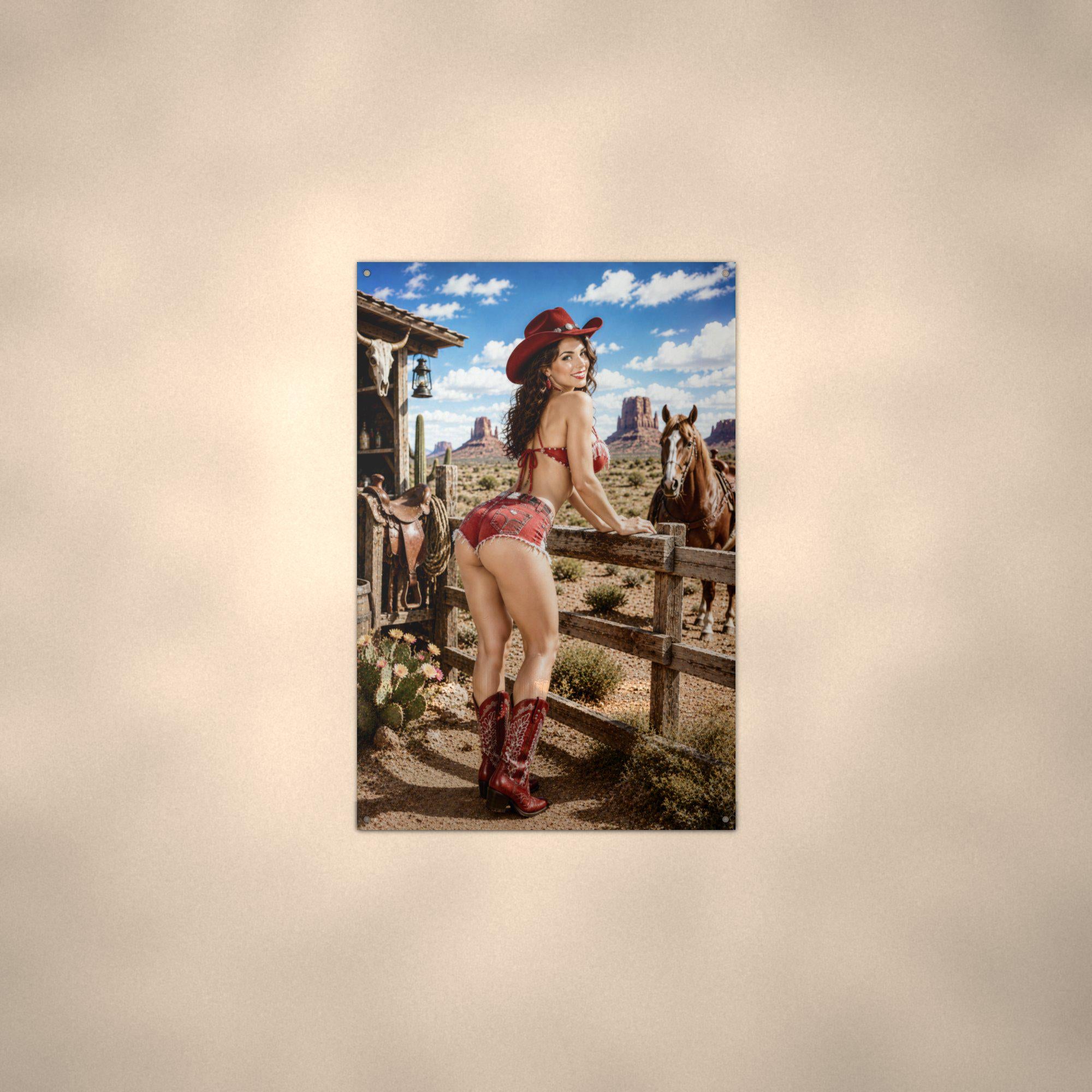 Ranch Horses Cowgirl Metal Wall Art Aluminum Sign — alternate angle