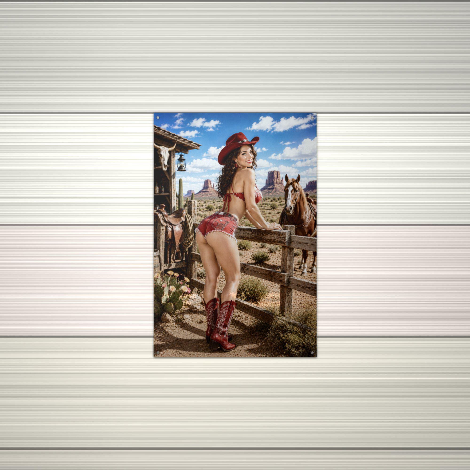 Ranch Horses Cowgirl Metal Wall Art Aluminum Sign — alternate angle