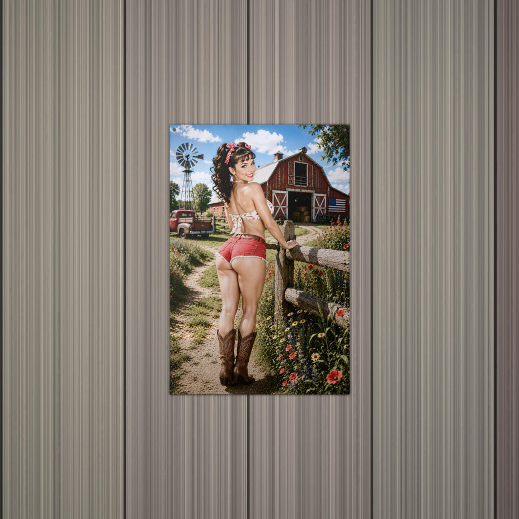 Windmill Fence Girl Aluminum Sign — alternate angle