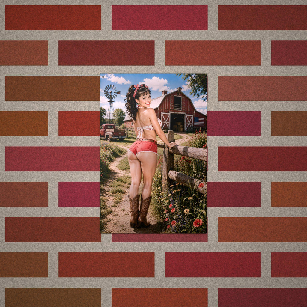 Windmill Fence Girl Aluminum Sign — alternate angle