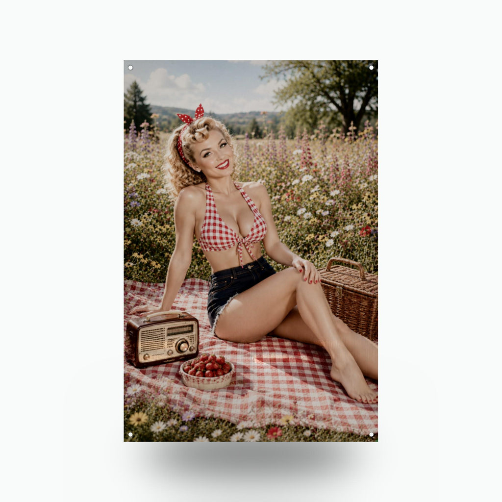 Meadow Picnic Blonde Aluminum Sign — front view on white background