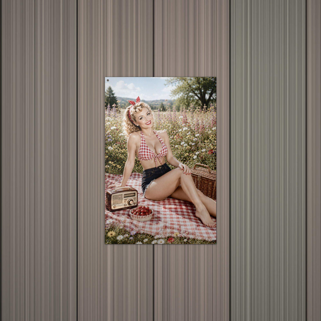 Meadow Picnic Blonde Aluminum Sign — alternate angle