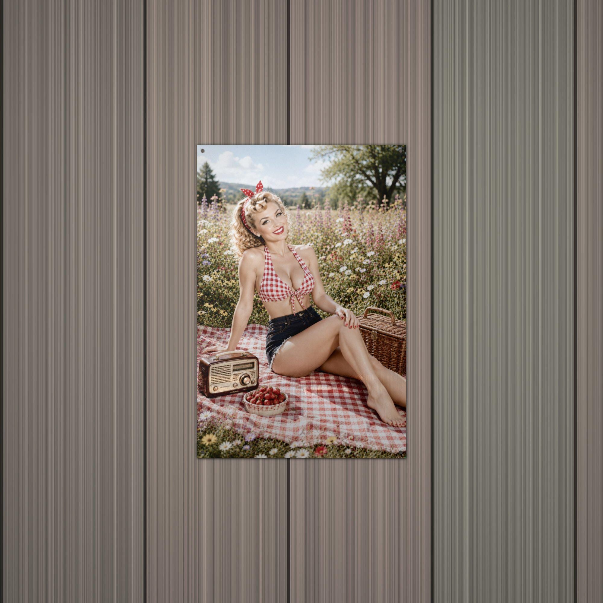 Meadow Picnic Blonde Aluminum Sign — alternate angle