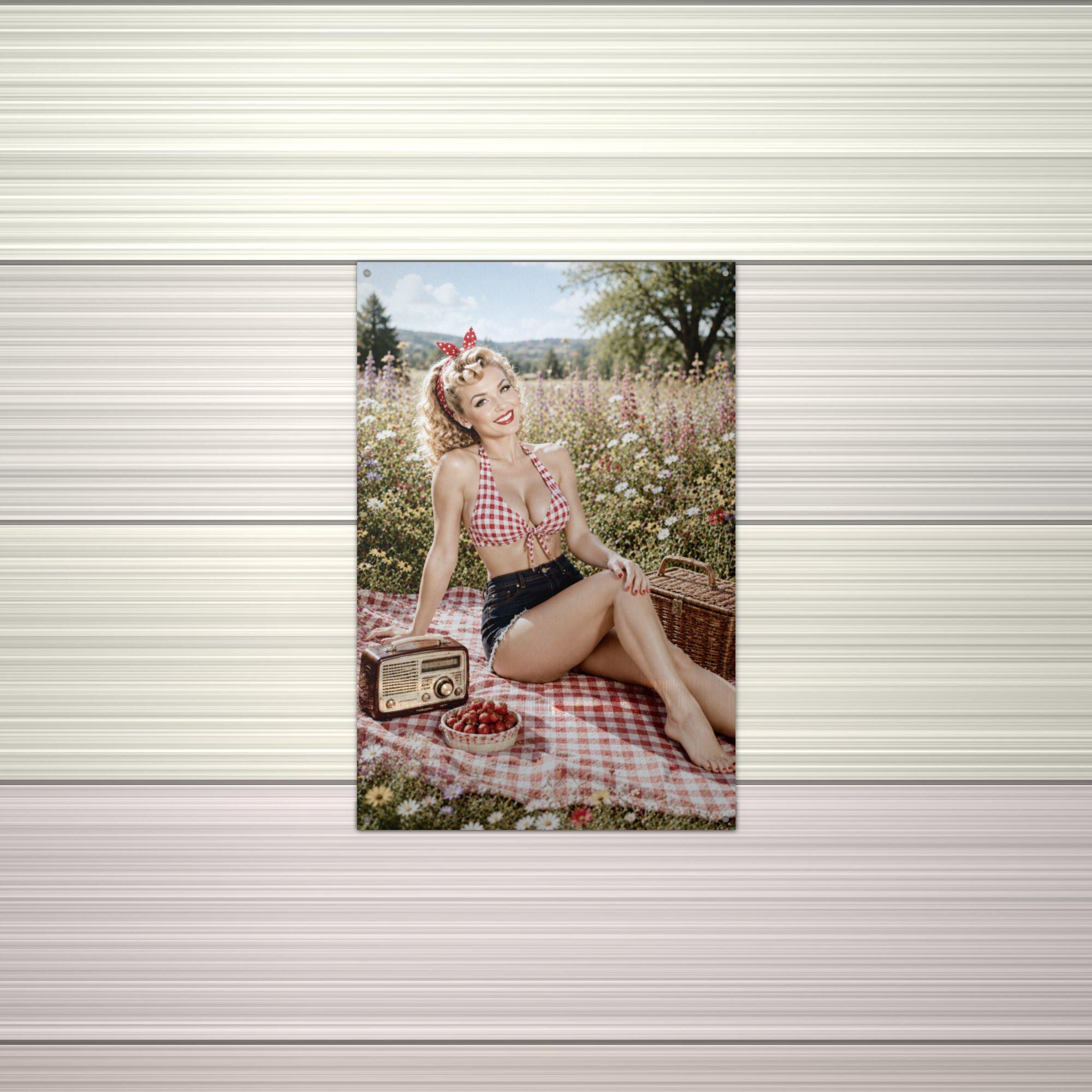 Meadow Picnic Blonde Aluminum Sign — alternate angle