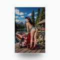 Lake Chair Dock Girl Aluminum Sign — front view on white background