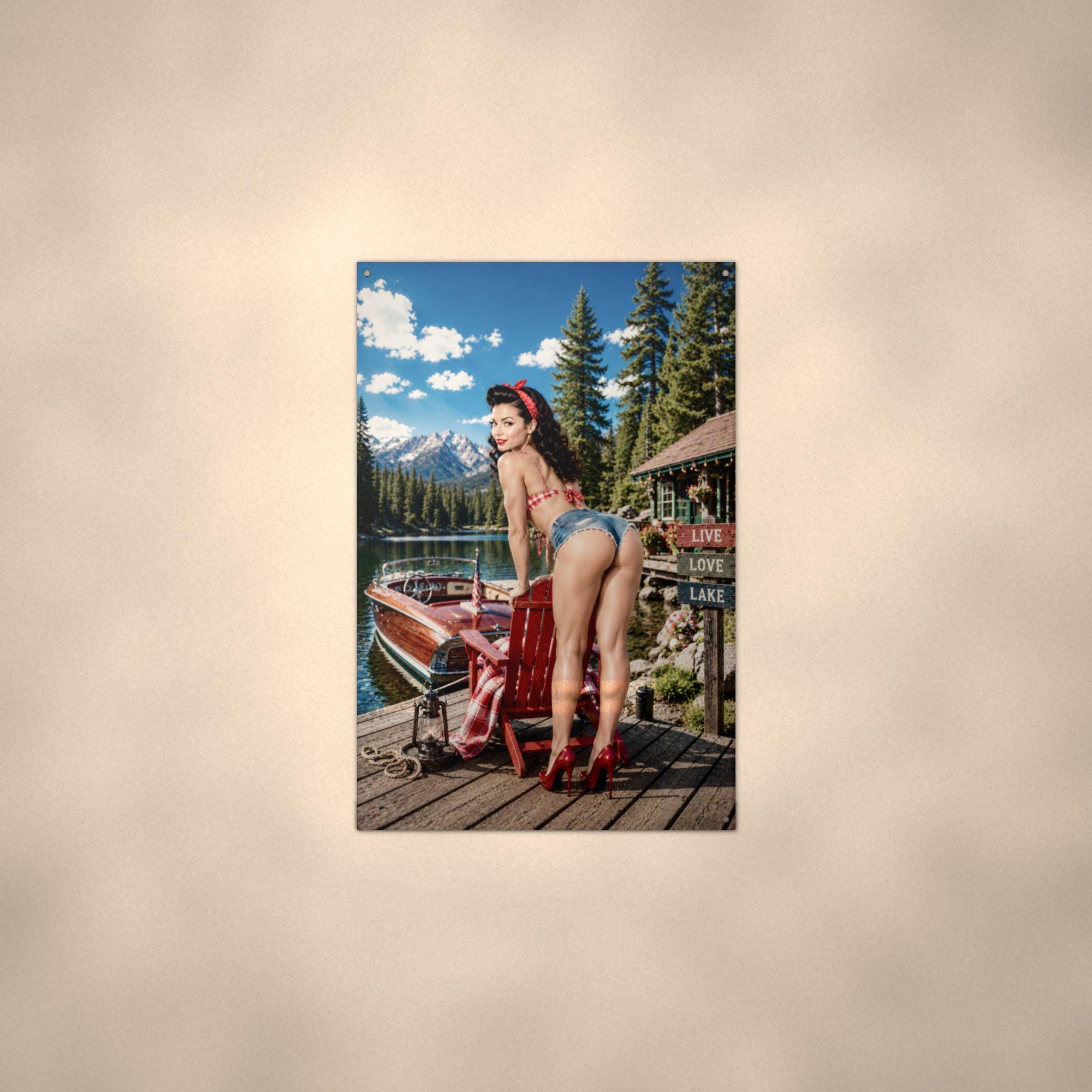 Lake Chair Dock Girl Aluminum Sign — alternate angle