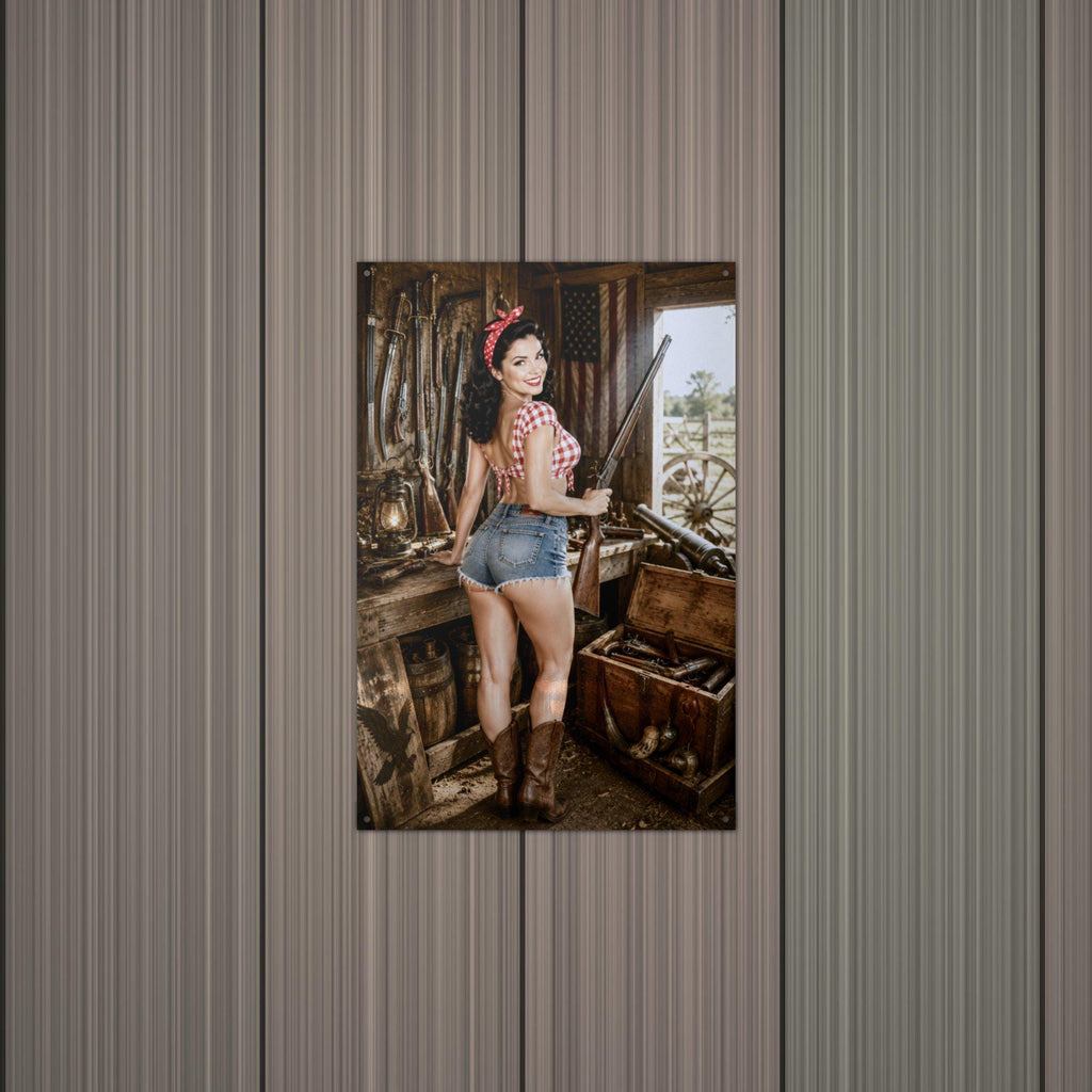 Workshop Guns Girl Aluminum Sign — alternate angle
